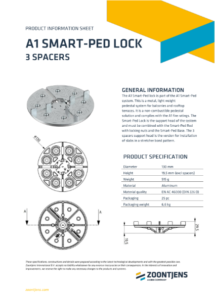 A1 Smart-Ped Lock 3 Spacers Product Information Sheet