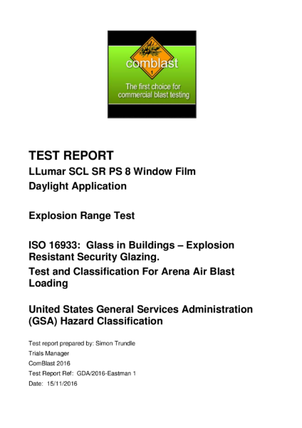 ISO 16933 & GSA Blast test report