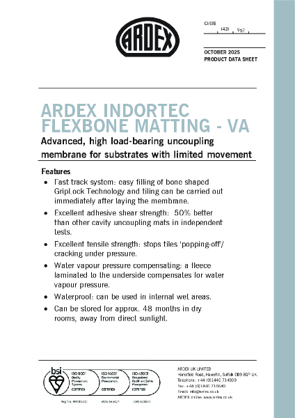 ARDEX Flexbone data sheet