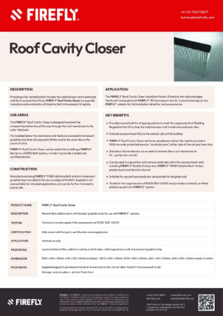 FIREFLY® FB180 Cavity Closer Datasheet