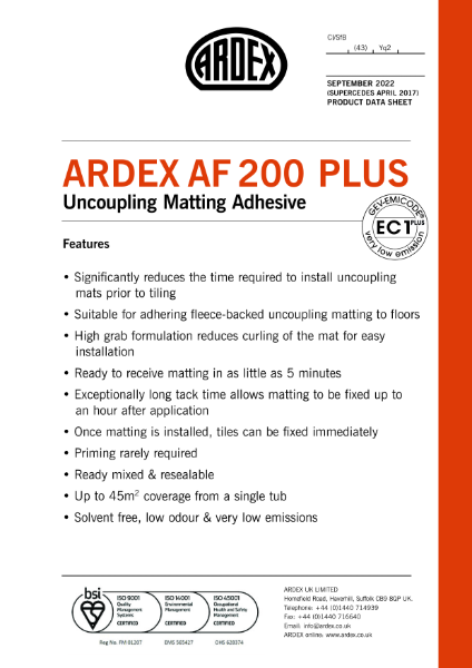 ARDEX AF 200 PLUS Datasheet