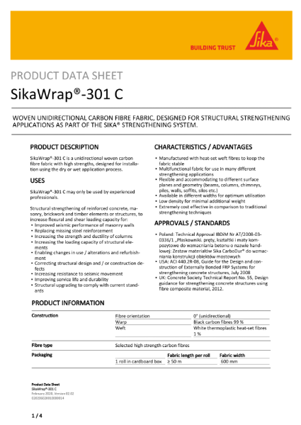 Product Data Sheet - SikaWrap®-301 C