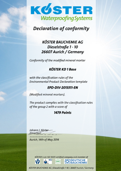 Environmental Product Declaration - Koster KD1