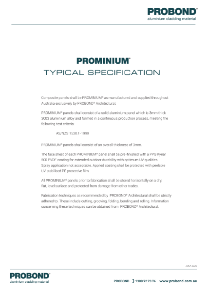 PROMINIUM Typical Specification