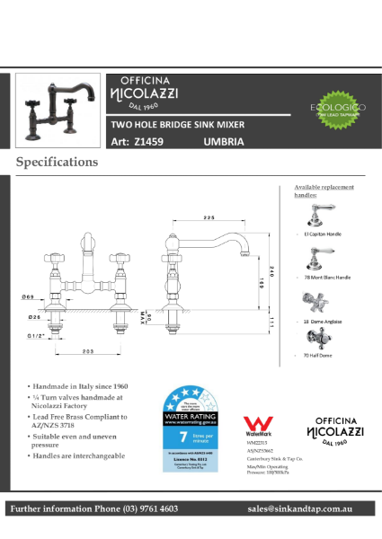 Z1459 Umbria technical specification