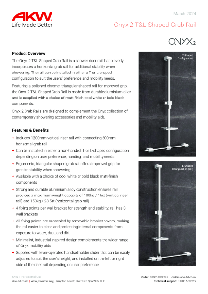 Onyx 2 T & L Shaped Grab Rail