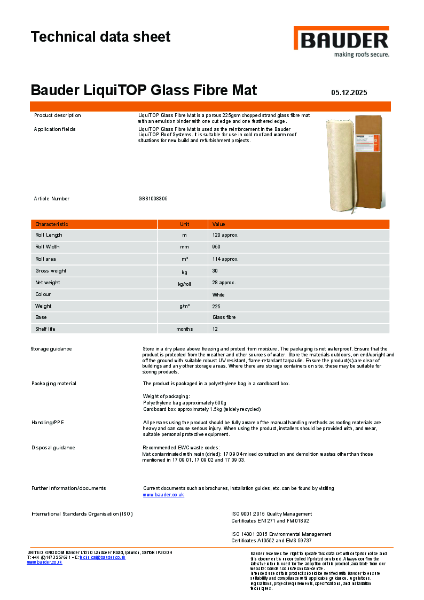 Bauder LiquiTOP Glass Fibre Mat