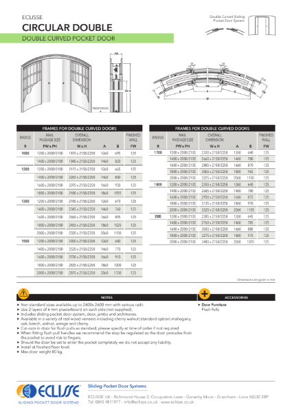 Curved  DOUBLE Pocket Door System