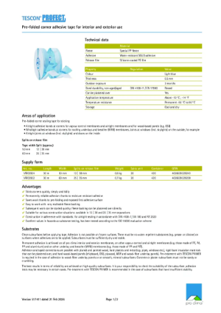 Pro Clima Tescon Profect Technical Datasheet