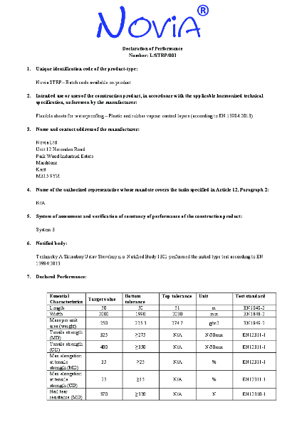 Novia STRP Reinforced Polythene Vapour Control Layer DOP