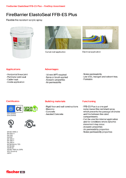FireBarrier ElastoSeal Plus FFB-ES Plus - Datasheet
