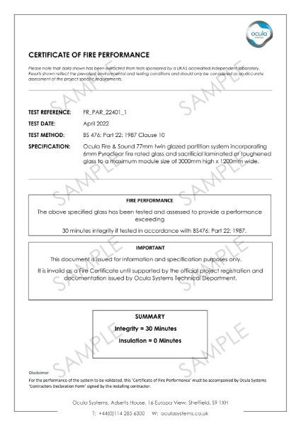 FR_PAR_22401_1 - Statement of Performance Twin Glazed 6mm Pyroclear Fire Glass & Sacrificial Glass