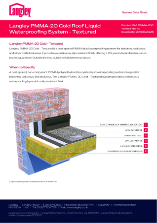 Langley PMMA 20 Cold – Textured  Liquid
Waterproofing System Data Sheet