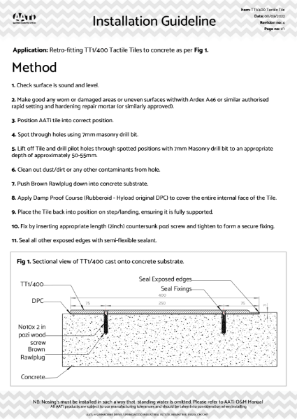 TT1-400 woodscrew into concrete installation guidelines Rev. 4