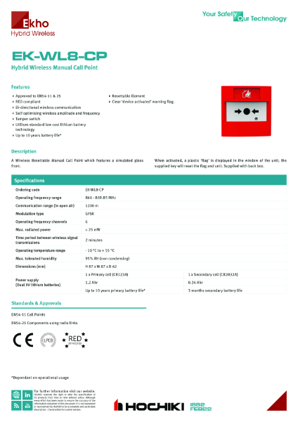 EKHO Hybrid Wireless Resettable Manual Call Point