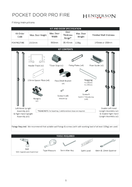 Pocket Door Pro Fire Fitting Instructions