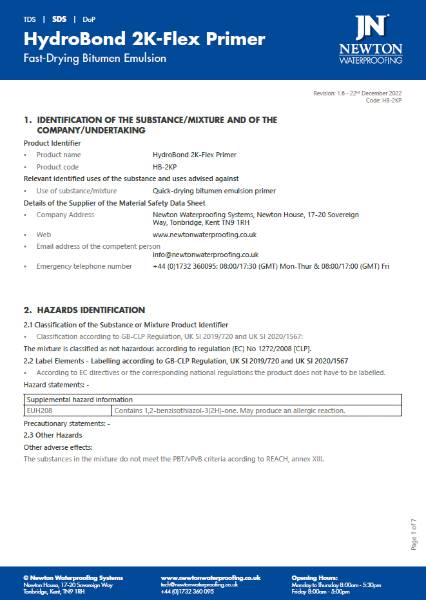 HydroBond 2K-Flex Primer - Safety Data Sheet