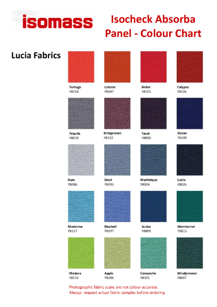 Lucia fabric colour chart