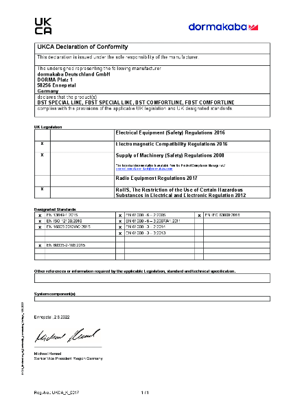 BST/FBST UKCA Certificate of Conformity