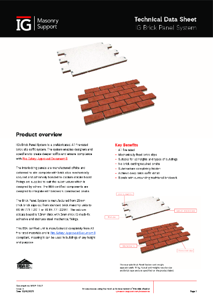 IG Brick Panel System Technical Data Sheet