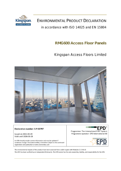 ENVIRONMENTAL PRODUCT DECLARATION in accordance with ISO 14025 and EN 15804

RMG600 Access Floor Panels