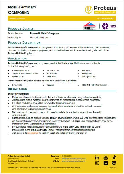 Product Data Sheet - Proteus Hot Melt® Compound