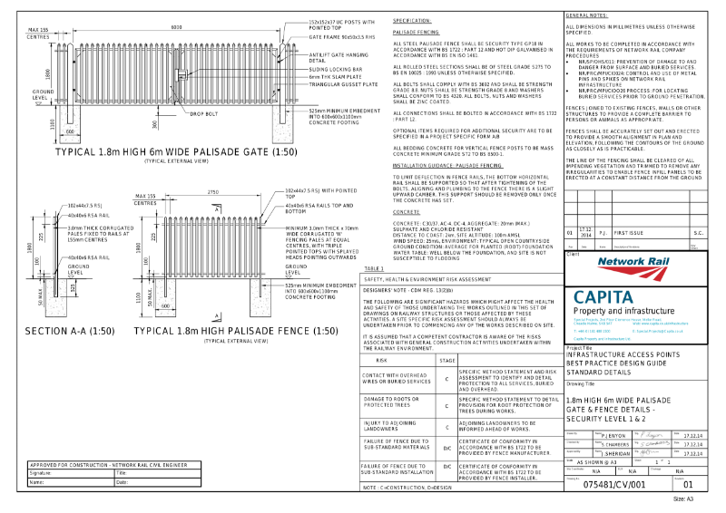 Network Rail Palisade Specification