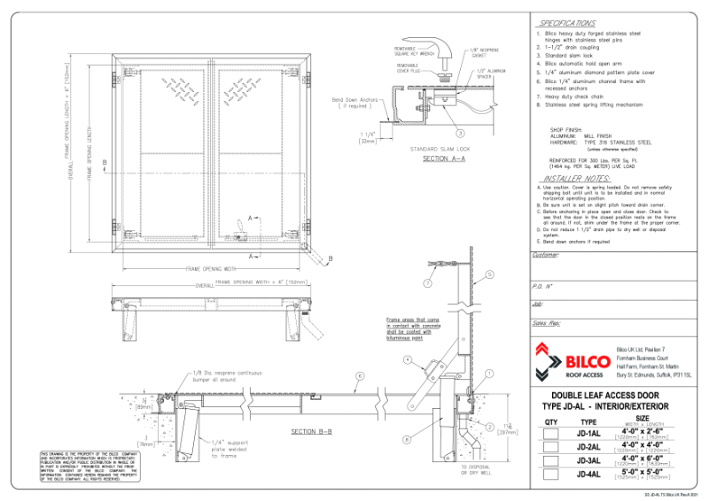 SUBMITTAL DRAWINGS (DOUBLE LEAF)