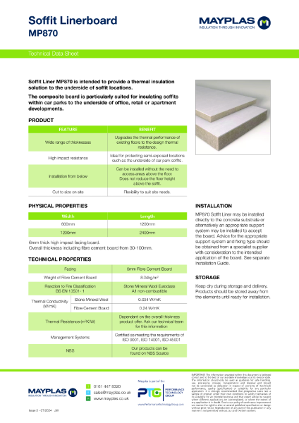 Soffit Linerboard - Thermal Insulation