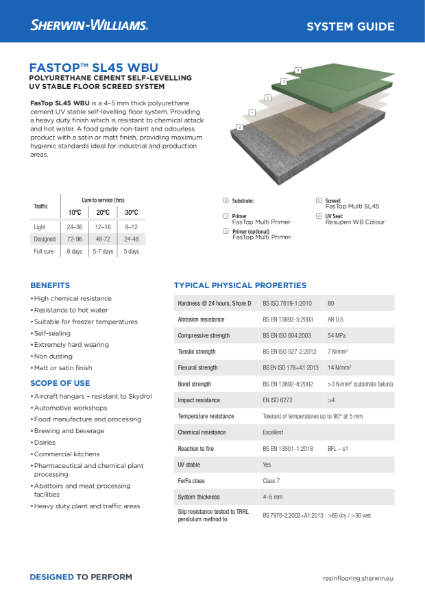 Resin flooring FasTop SL45 WBU screed system