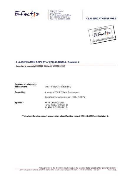 CU-LT Classification Report Efectis