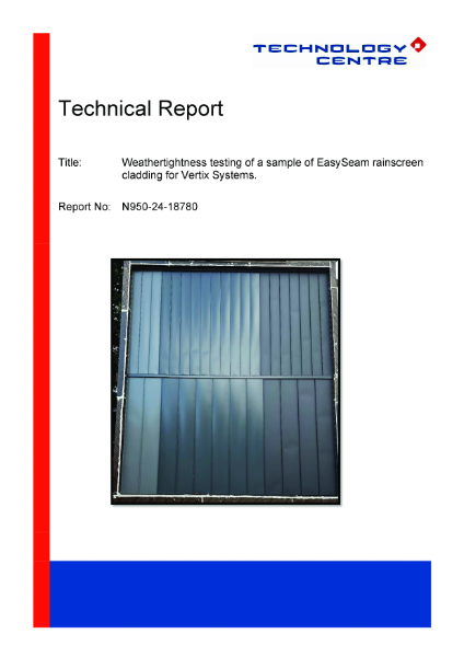 CWCT Weathertightness testing of Vertix EasySeam Cladding System Sept 2024