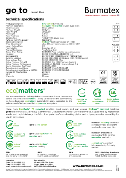 go to carpet tile technical specification