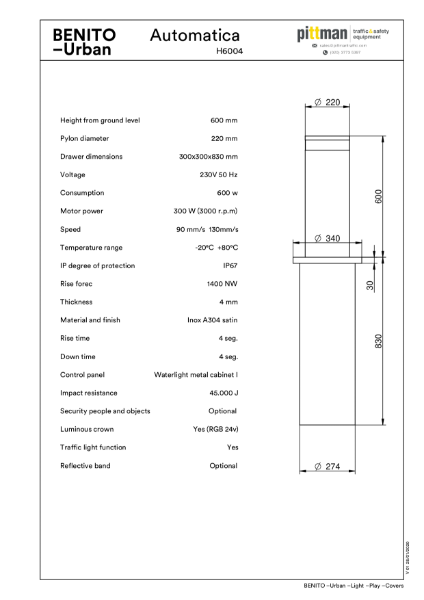 Benito Automatic Bollard 220 - Drawings