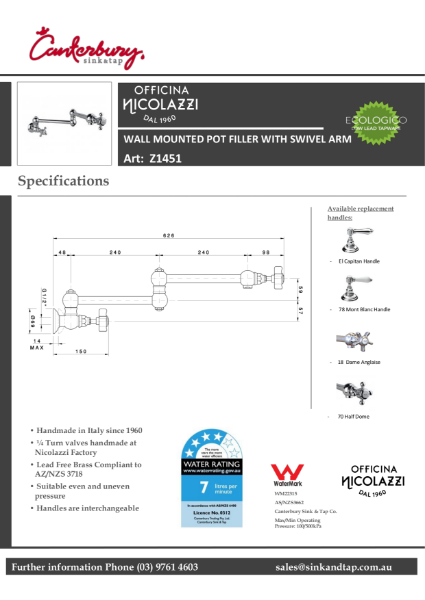 Z1451 Tuscano Muro technical specification