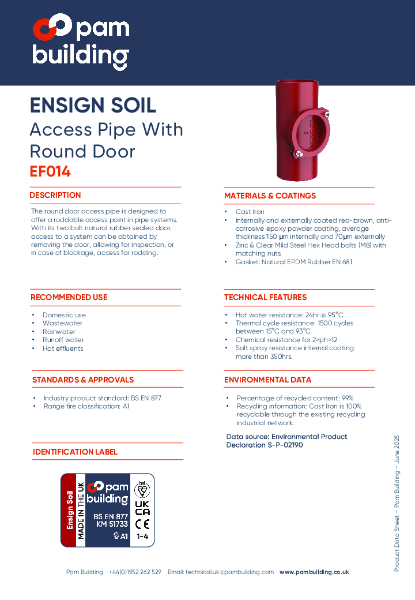 EF014 - Access Pipe with Round Door