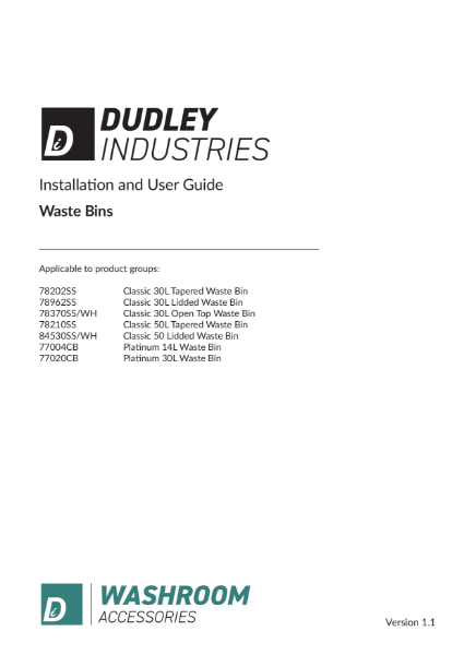 DI Installation Guide Washroom Waste Bins