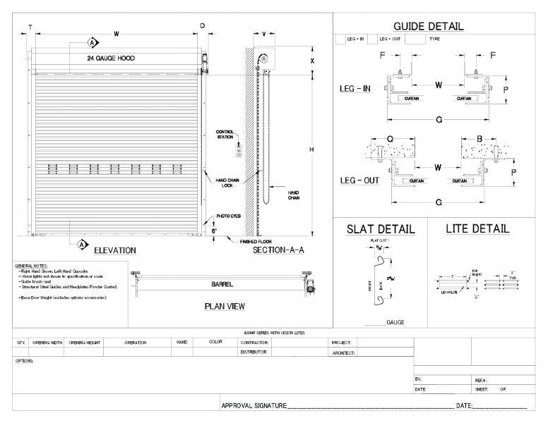 400HP SERIES -Vision Lites - Shop Drawing