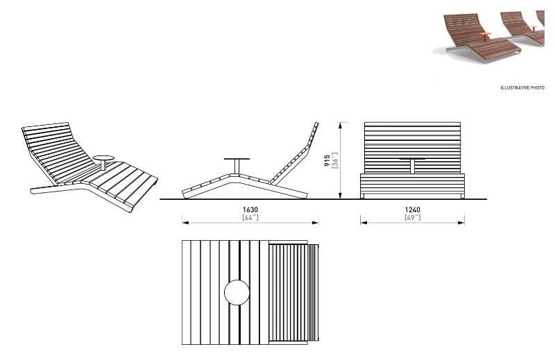 Rivage Lounger with Table - Outdoor Lounger for Public Spaces