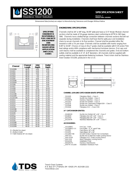 SS1200 System Specification Sheet