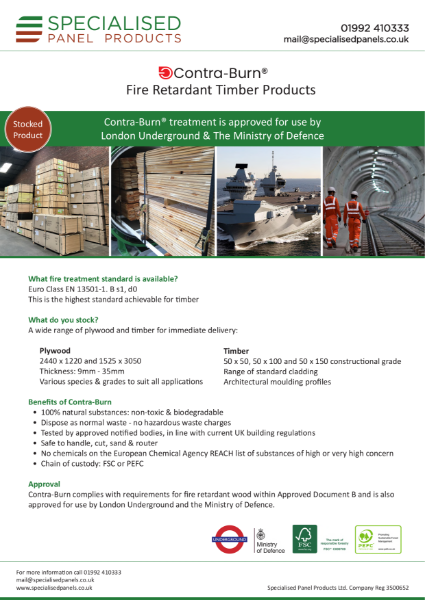 Contra-Burn Fire Retardant plywood & Timber