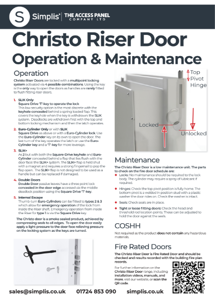 Christo Riser Door Operation and Maintenance