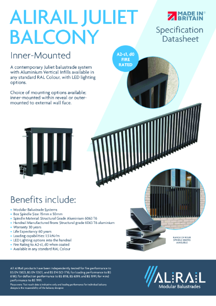 AliRail Juliet Balcony Inner Mounted