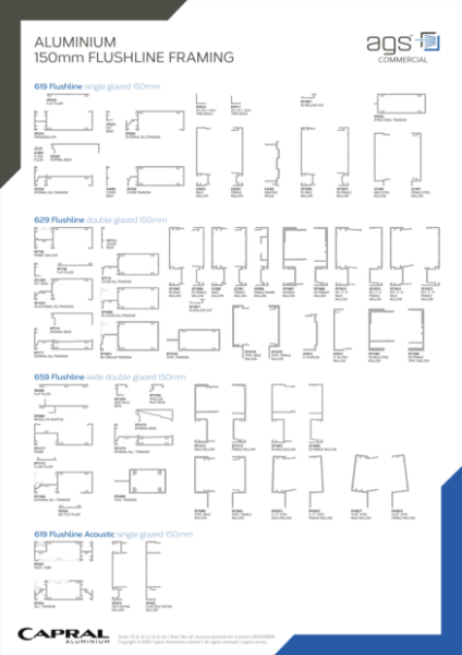 Extrusion Wall Chart AGS Flushline 150mm 2208