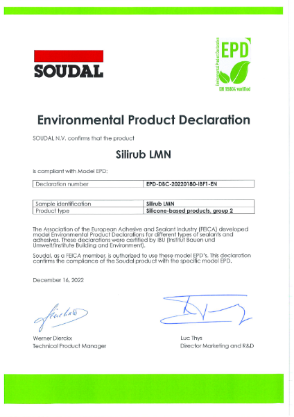 Environmental Product Declaration - Silirub LMN