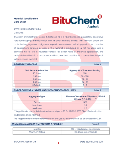 Material datasheet - 6mm NatraTex Colour & Cotswold FE