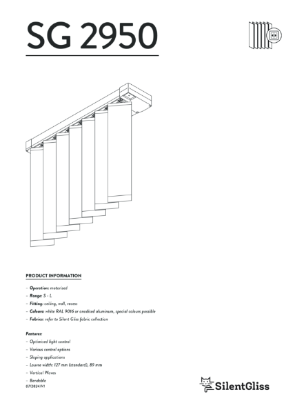 Silent Gliss SG 2950 Vertical Blind, Motorised - Technical Catalogue