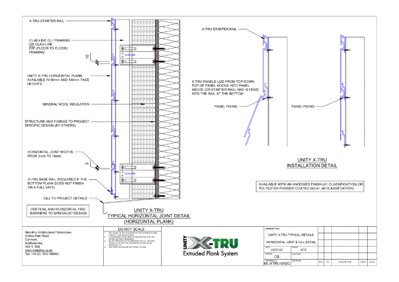 XTRU-D02 HORIZONTAL JOINT Technical Drawing