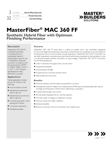 MasterFiber MAC 360 FF Data Sheet