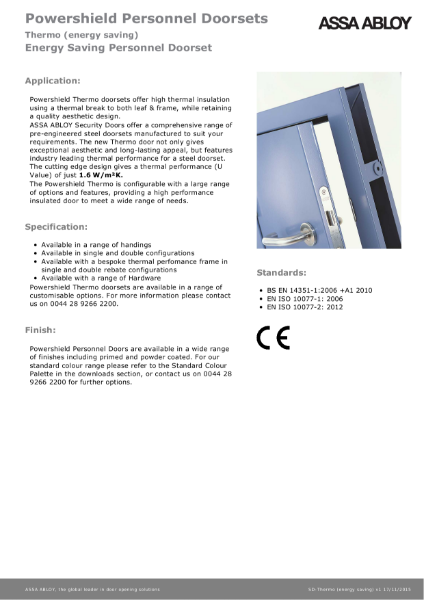 Thermo Energy Saving - Powershield Personnel Doorsets
